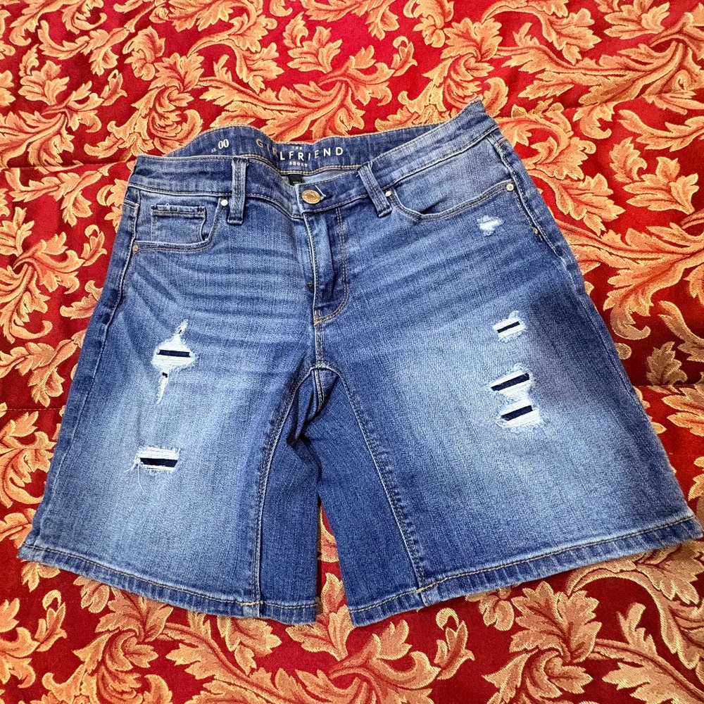 WHBM Denim Jean Shorts Women's Distressed Girlfriend Sz 00